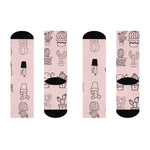 Pink Catus Crew Socks