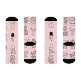 Pink Catus Crew Socks