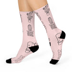 Pink Catus Crew Socks