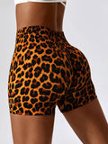 Leopard Print Wide Waistband Sports Shorts