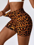 Leopard Print Wide Waistband Sports Shorts